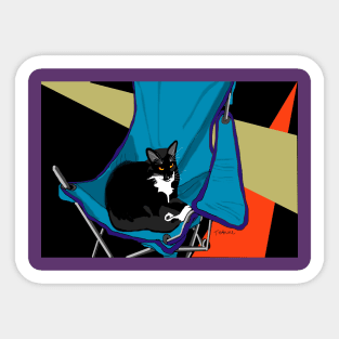 Cute Tuxedo cat taking over the chair Copyright by TeAnne Sticker